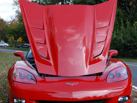 Corvette C6 Custom Designed Fiberglass Hood - Close-Up View