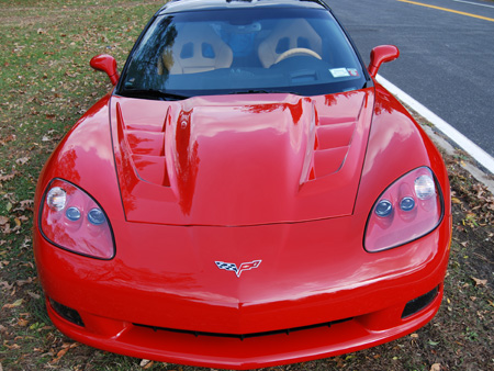 Corvette C6 Custom Designed Fiberglass Hood - Close-Up View