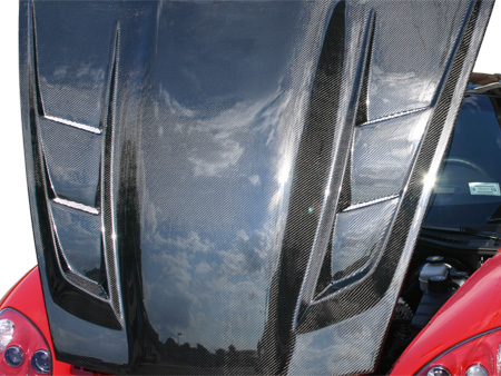 Corvette C6 Custom Designed Fiberglass Hood - Close-Up View
